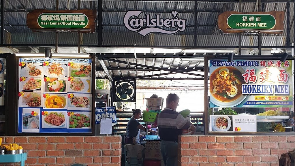Hokkien Mee Stall in Jetty Food Court in Penang Malaysia