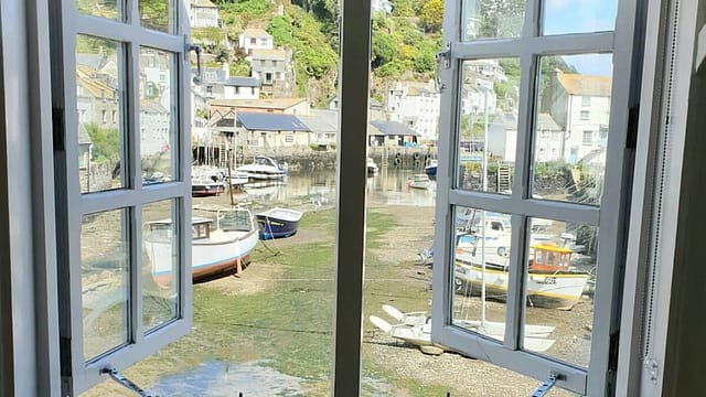 View of Polperro harbour from the Harbour Bridge cottage